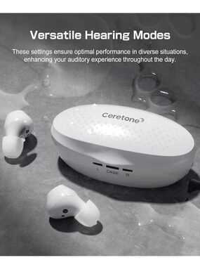 Ceretone White Hearing Aids with Charging Case
